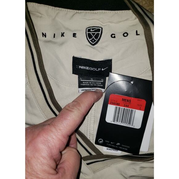 NWT NIKE Tan Beige Windproof Pullover Golf Jacket Windbreaker Men’s Size Large - Picture 6 of 6